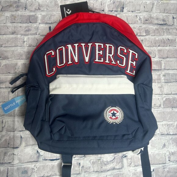 NWT Converse All Star Girls Varsity Backpack Laptop Sleeve ONE SIZE (Navy/Red) - Picture 1 of 15